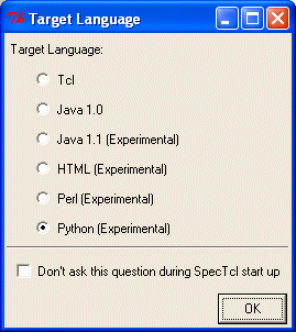 SpecTcl target language